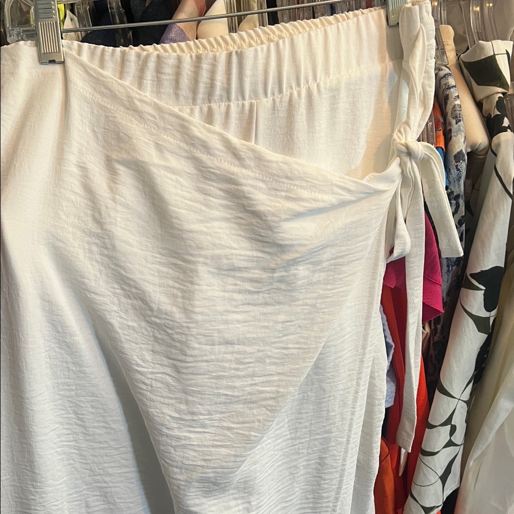 Faux Wrap White Pants